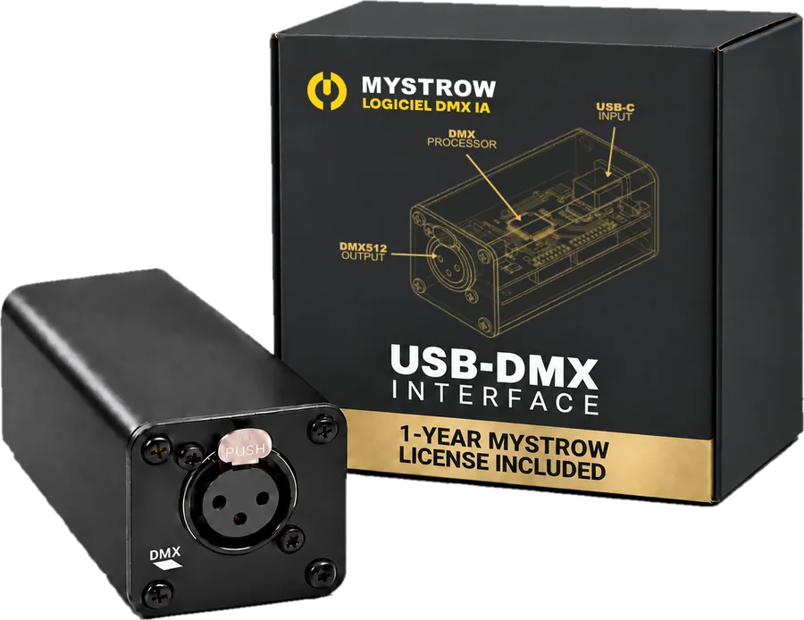 Pack MyStrow : interface USB-DMX 512 et sa boîte, licence incluse
